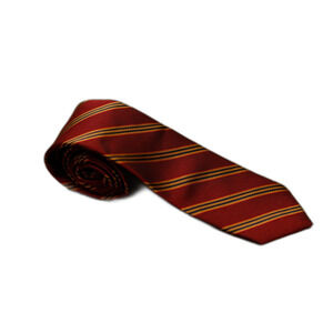 The Tie Bar Skinny Silk Tie Red Gold Blue Stripe 2.5" Modern Necktie